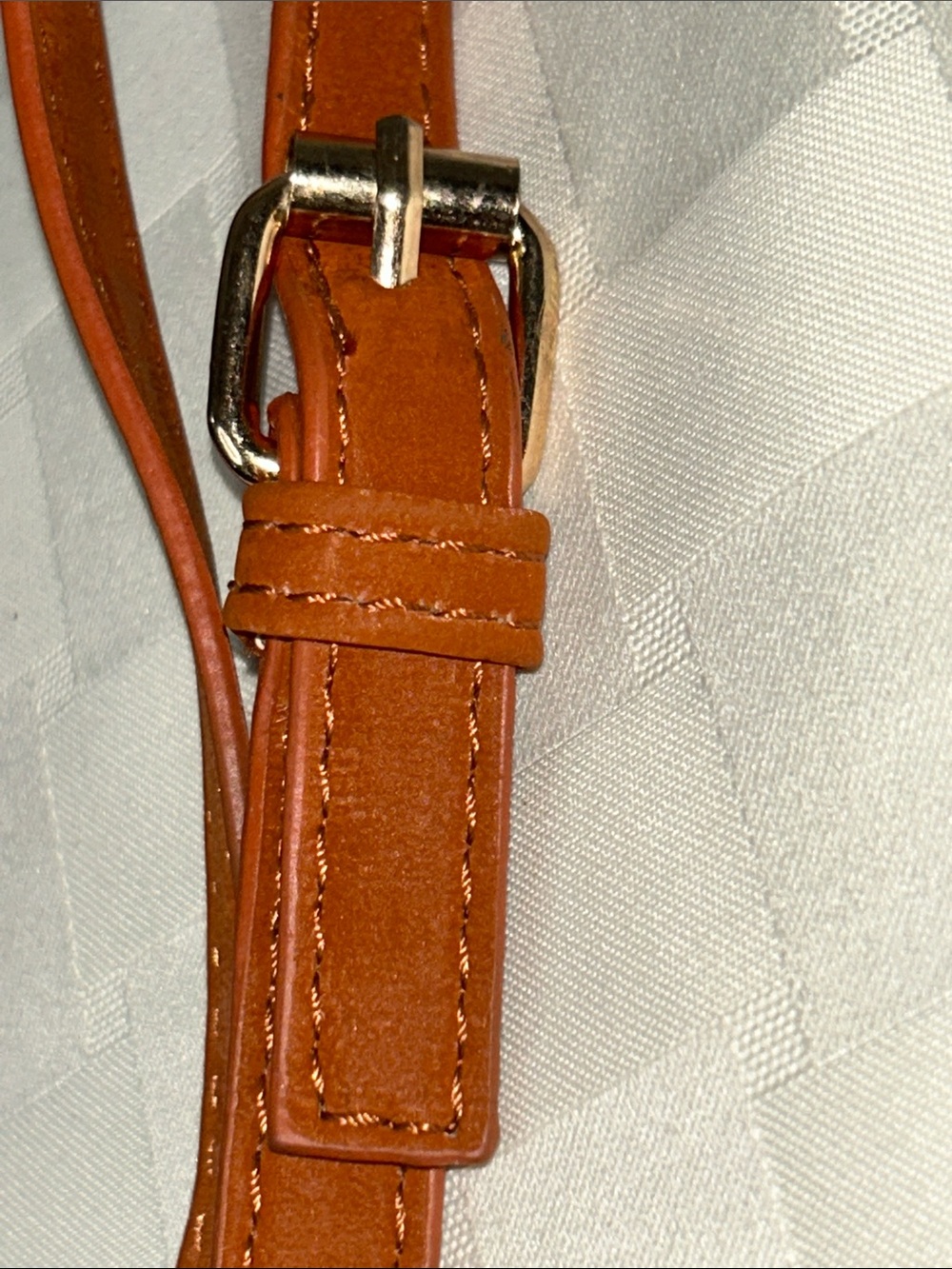 Rust Faux Leather Shoulder Strap with Gold Chains